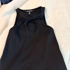 White House Black Market Black Ribbed Tank with Keyhole